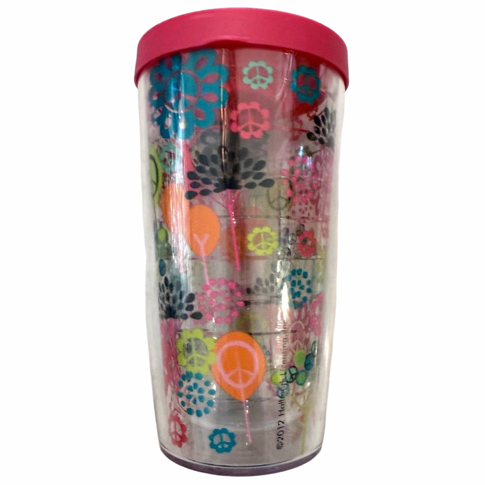 Set of 3 Tervis Tumbler Cups with Lids 16 oz Elephants Peace Flowers EUC - Picture 5 of 9